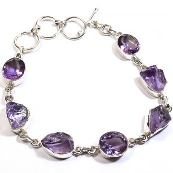 Best selling raw and faceted purple amethyst gemstone bracelet for women
