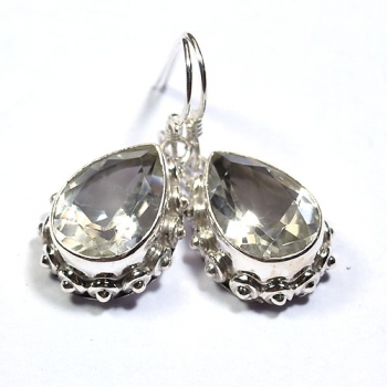 Pure silver clear crystal drop earrings