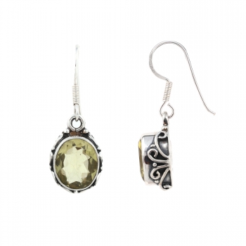 natural lemon quartz top quality pure silver drop earrings for girls