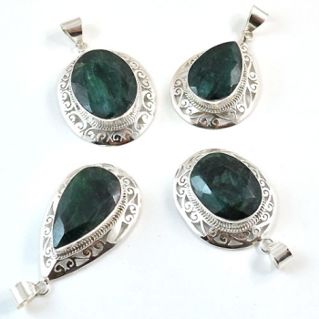Authentic Silver Emerald Quartz Pendant