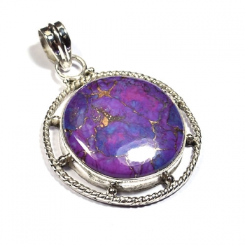 925 silver purple copper turquoise pendant