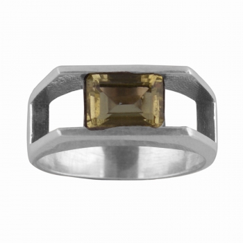 Yellow Citrine Silver Ring For Girls