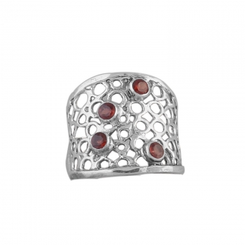 Unique design light weight red garnet pure sterling silver ring for women