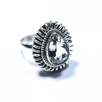 Unique design pure silver faceted gemstone handcrafted ring jewellery 