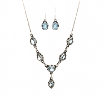Top quality pure silver blue topaz Indian jewellery set