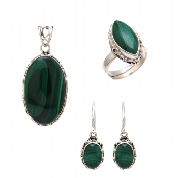 Green malachite top design handcrafted artisan inspired wholesale Indian gemstone jewelry sets