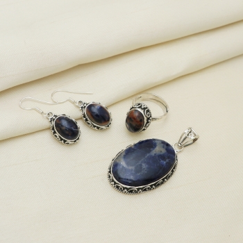 Blue sodalite trendy top quality handcrafted Indian gemstone jewelry sets
