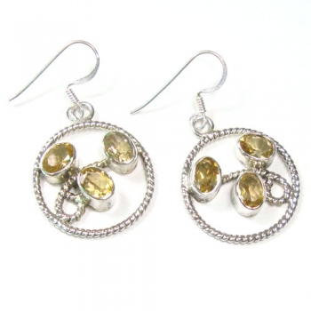 Pure silver yellow citrine high design earrings