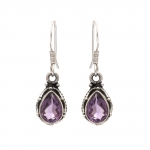 Indian purple amethyst sterling silver neckalce & earrings set