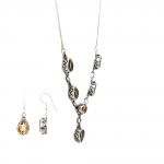 Oxidized finish latest setting pure silver gemstone Indian jewellery set
