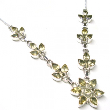 Pure silver natural gemstone necklace